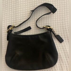 Coach black leather small shoulder bag
